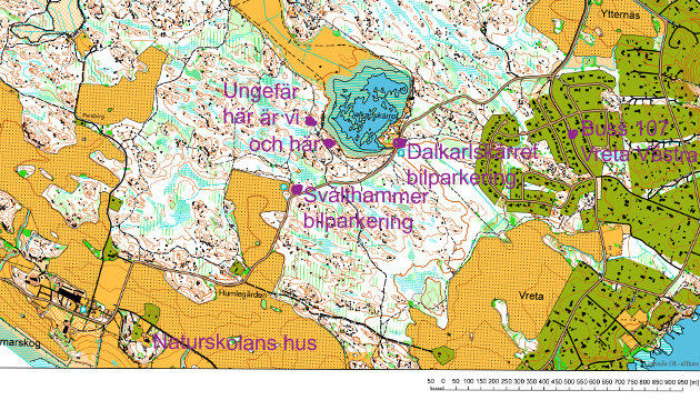 Orienteringskarta över Dalkarlskärret